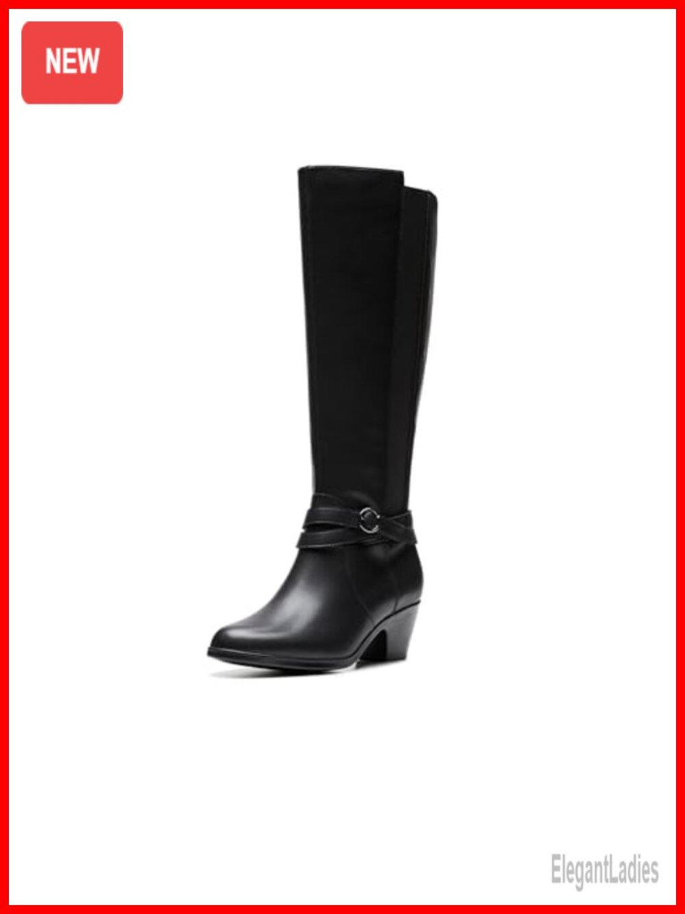 Knee-High Leather Equestrian Boots with Block Heel & Comfort Footbed